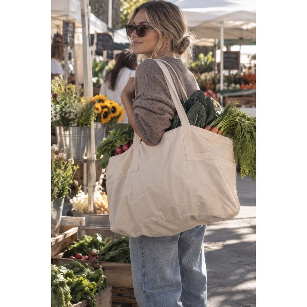 Puebco Online Market tote cream canvas sustainable hipster trending deadstock EC